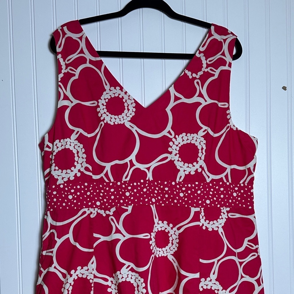 Boden Pink White Floral  Alfani Floral Dress V-neckline sleeveless cotton 18L - Picture 10 of 11